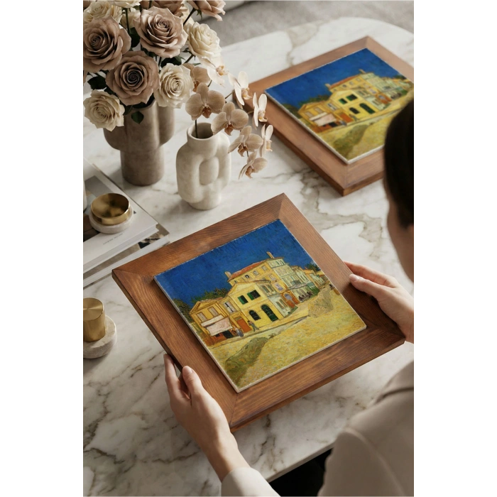 Vincent Van Gogh - The House - Doğal Ahşap Çerçeveli Taş Tablo