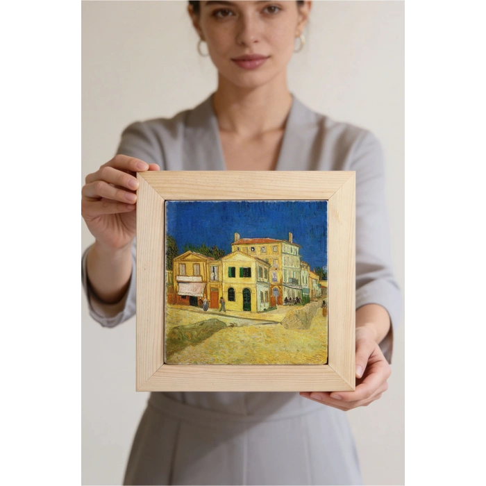 Vincent Van Gogh - The House - Doğal Ahşap Çerçeveli Taş Tablo