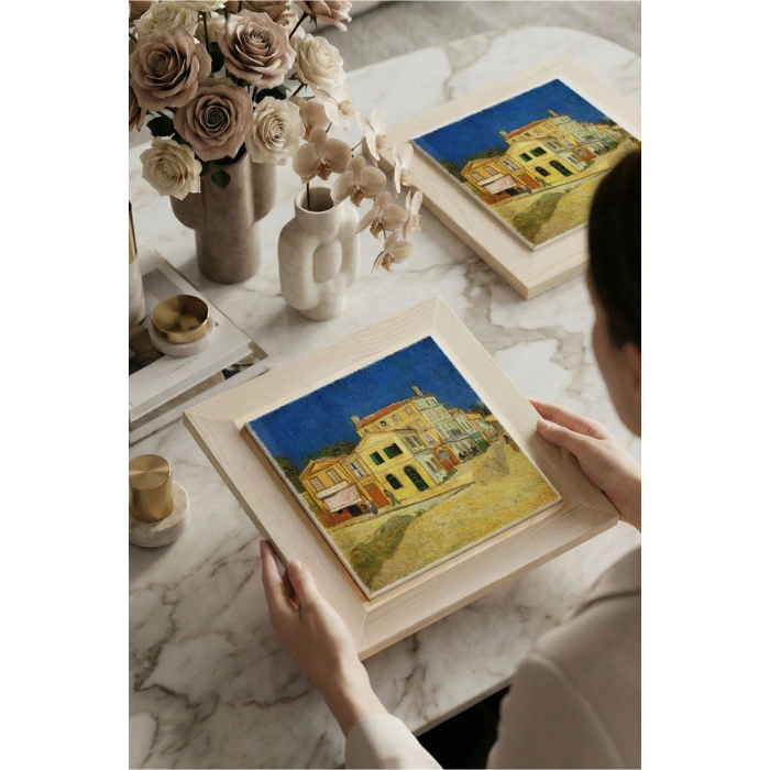 Vincent Van Gogh - The House - Doğal Ahşap Çerçeveli Taş Tablo