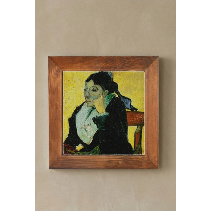 Vincent Van Gogh - Madame Ginouxen Arlesienne - Doğal Ahşap Çerçeveli Taş Tablo