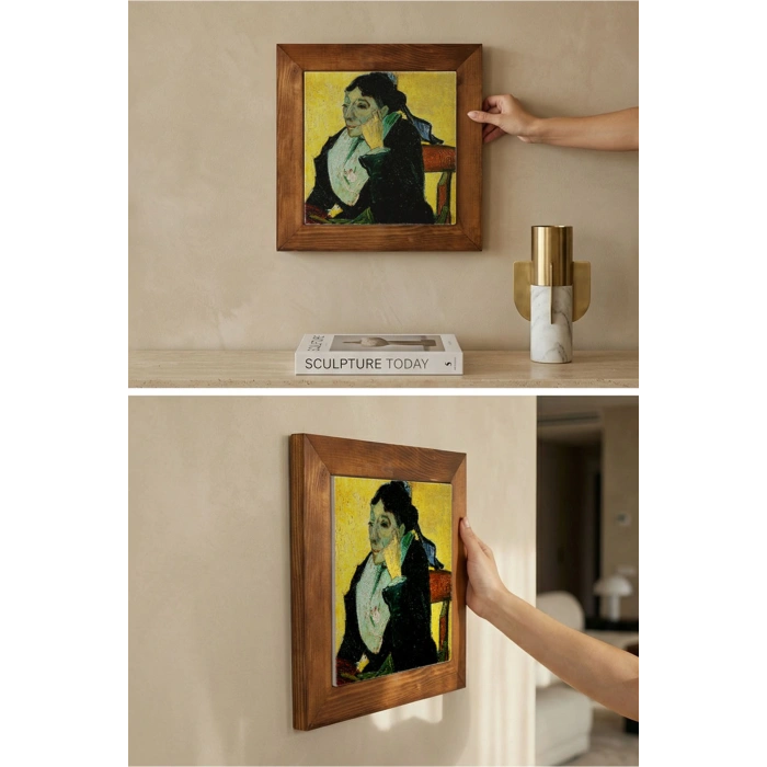 Vincent Van Gogh - Madame Ginouxen Arlesienne - Doğal Ahşap Çerçeveli Taş Tablo