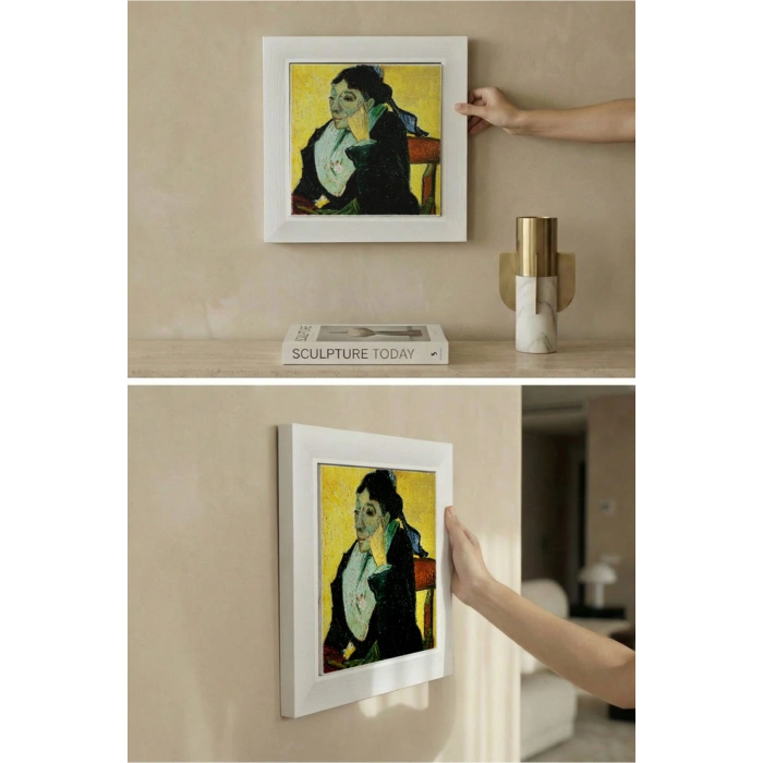 Vincent Van Gogh - Madame Ginouxen Arlesienne - Doğal Ahşap Çerçeveli Taş Tablo