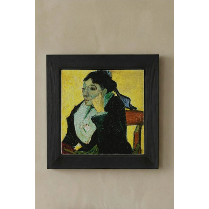 Vincent Van Gogh - Madame Ginouxen Arlesienne - Doğal Ahşap Çerçeveli Taş Tablo