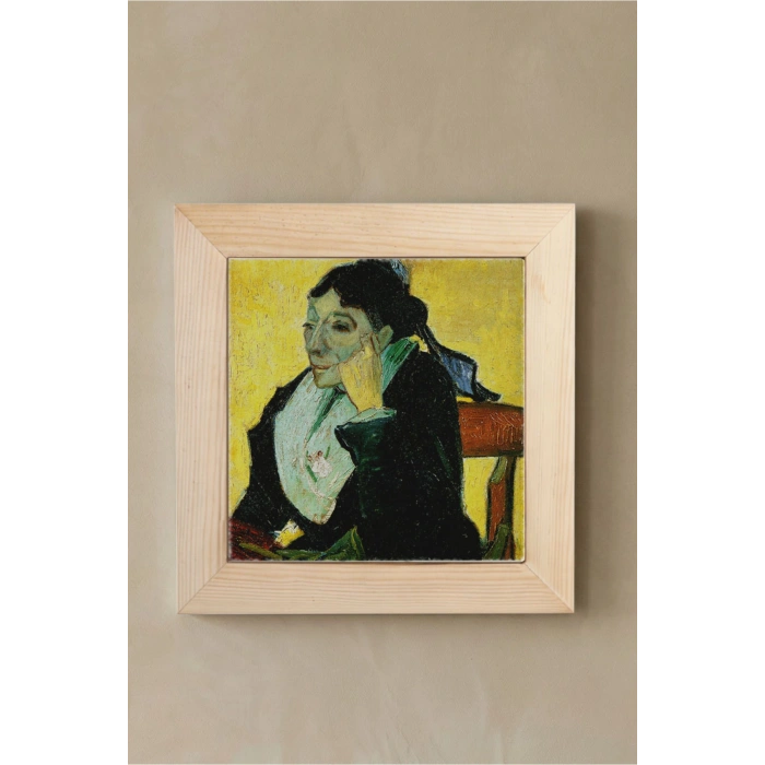 Vincent Van Gogh - Madame Ginouxen Arlesienne - Doğal Ahşap Çerçeveli Taş Tablo