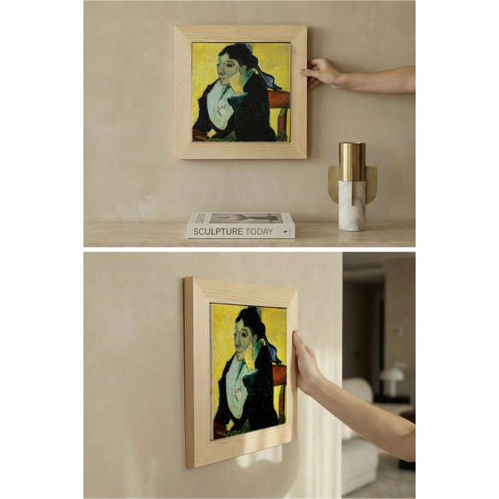 Vincent Van Gogh - Madame Ginouxen Arlesienne - Doğal Ahşap Çerçeveli Taş Tablo