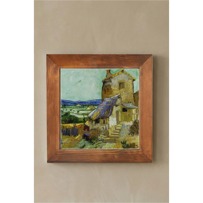 Vincent Van Gogh - The Old Mill - Doğal Ahşap Çerçeveli Taş Tablo