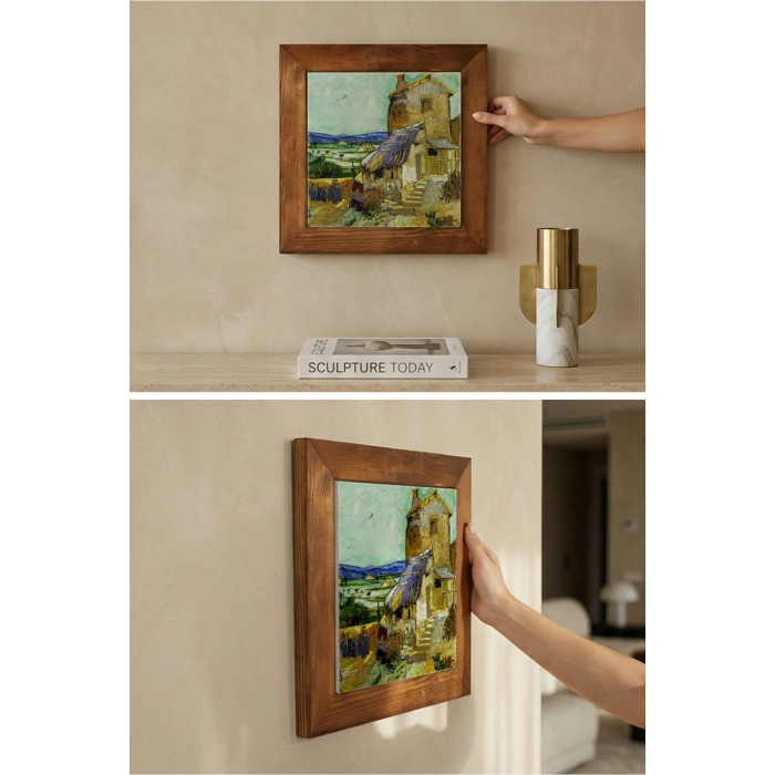Vincent Van Gogh - The Old Mill - Doğal Ahşap Çerçeveli Taş Tablo