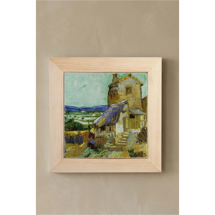 Vincent Van Gogh - The Old Mill - Doğal Ahşap Çerçeveli Taş Tablo