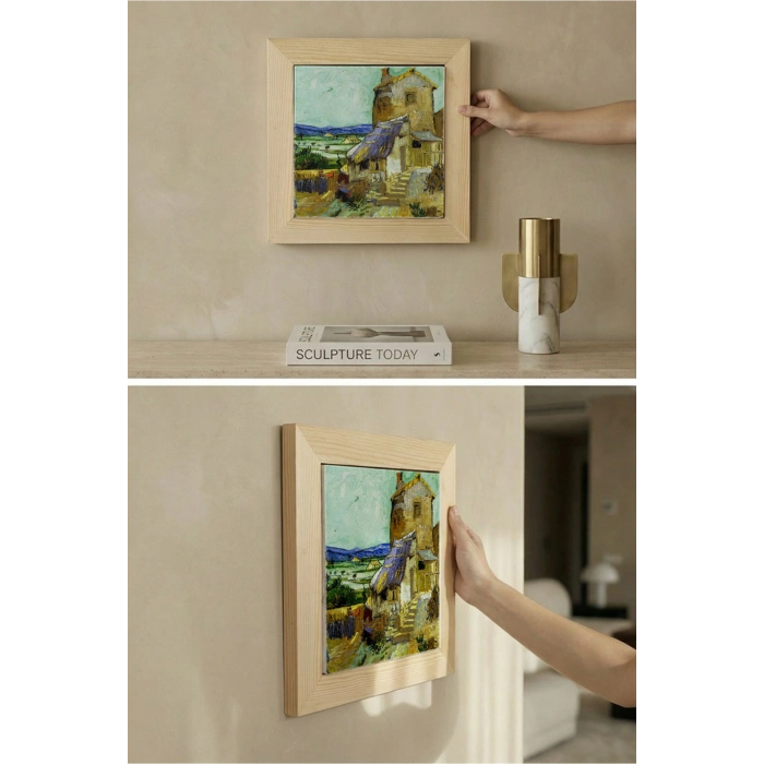 Vincent Van Gogh - The Old Mill - Doğal Ahşap Çerçeveli Taş Tablo