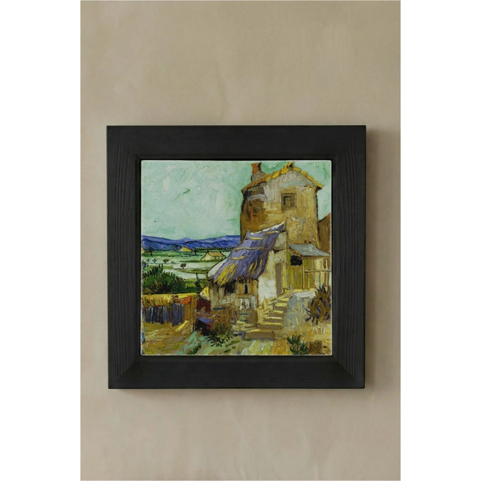 Vincent Van Gogh - The Old Mill - Doğal Ahşap Çerçeveli Taş Tablo