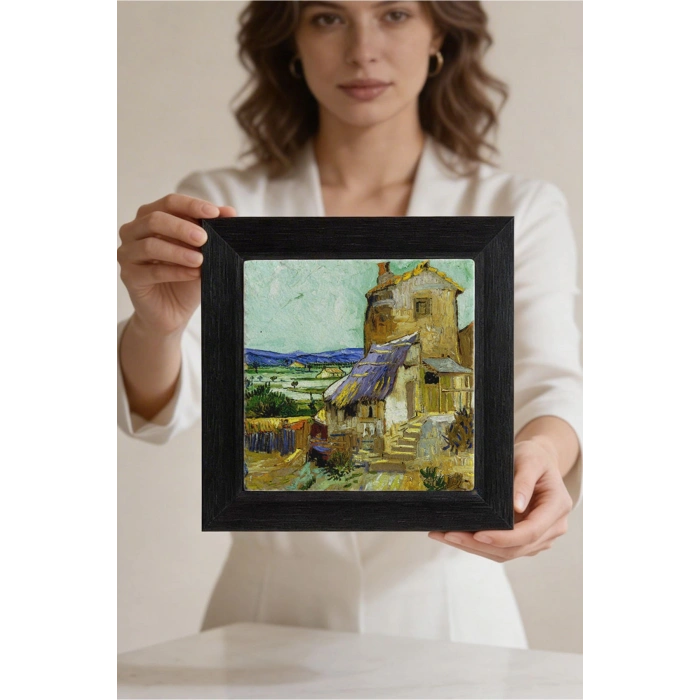 Vincent Van Gogh - The Old Mill - Doğal Ahşap Çerçeveli Taş Tablo