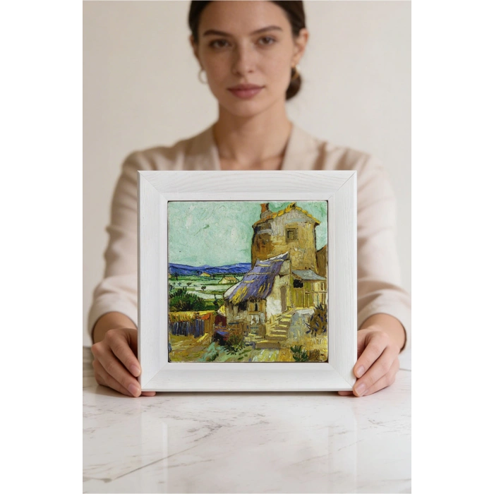 Vincent Van Gogh - The Old Mill - Doğal Ahşap Çerçeveli Taş Tablo