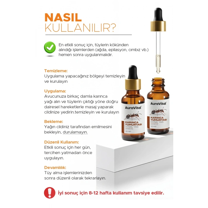 Karınca Yumurtası Yağı 30 Ml Doğal Yağ– Tüy Azaltıcı, Epilasyon Sonrası Cilt Bakım Yağı