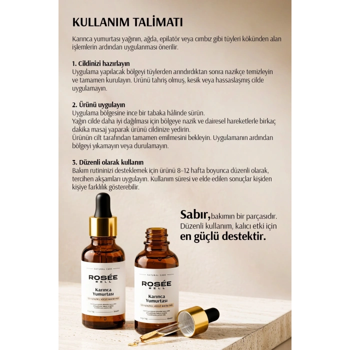 Karınca Yumurtası Yağı 30 Ml %100 Doğal – Tüy Azaltıcı, Epilasyon Sonrası Cilt Bakım Yağı