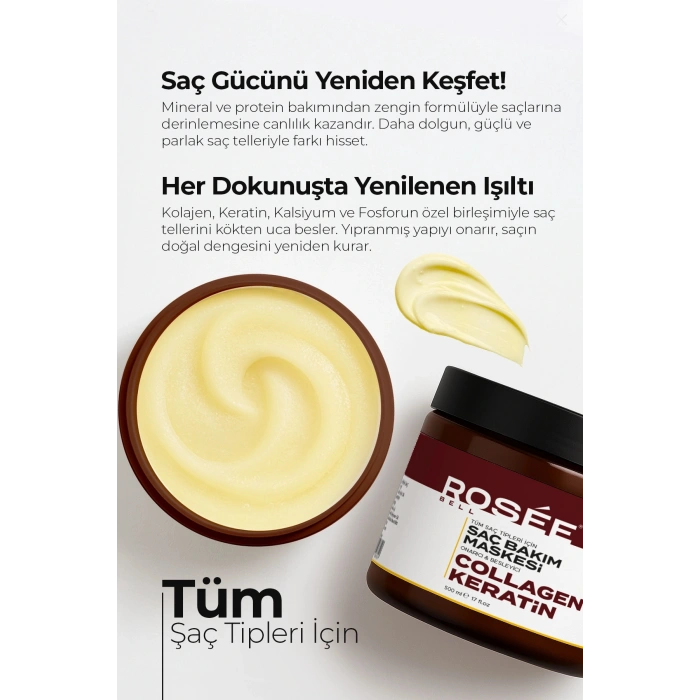 Kolajen ve Keratin Saç Bakım Maskesi Onarıcı Repair Kolajen Saç Maskesi 500 ml