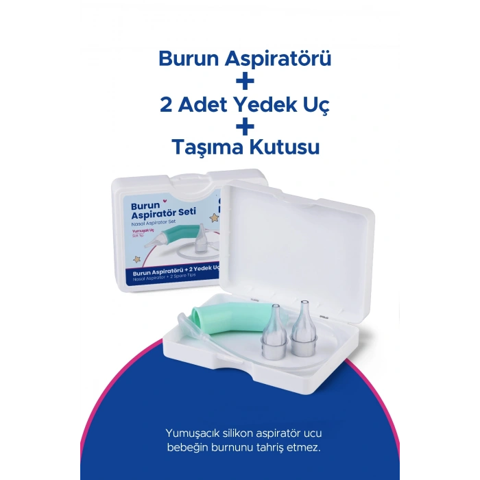 Bebek Burun Aspiratörü ve 2 Adet Yedek Uç - Burun Temizleme Aspiratör Seti