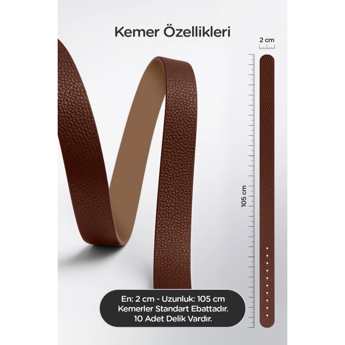 Gold Tokalı Şık Taba Kadın Kemeri, Pantolon Kemeri, Gömlek Kemeri, Ceket kemeri, Elbise Kemeri