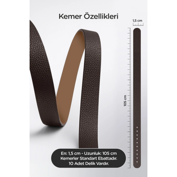 Gold Tokalı İnce 1,5 cm Acı Kahve Şık Kadın Kemeri, Ceket Kemeri, Gömlek Kemeri, Elbise Kemeri