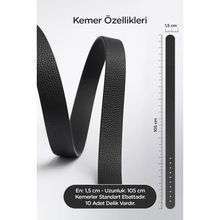 Gold Tokalı İnce 1,5 cm Siyah Şık Kadın Kemeri, Ceket Kemeri, Gömlek Kemeri, Elbise Kemeri