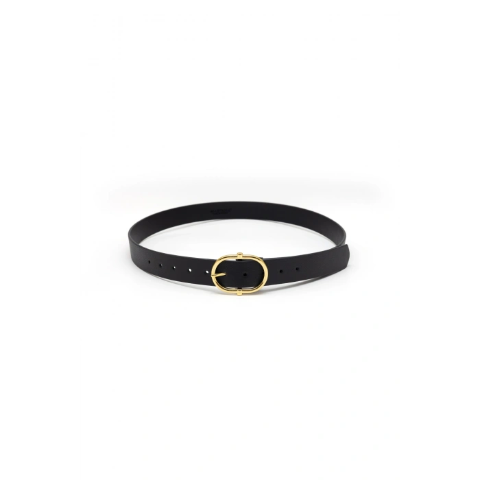Kadın Gold Oval Tokalı Kemer Günlük Pantolon Elbise Kemeri