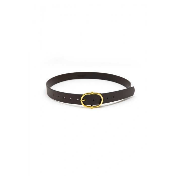 Kadın Gold Oval Tokalı Kemer Günlük Pantolon Elbise Kemeri