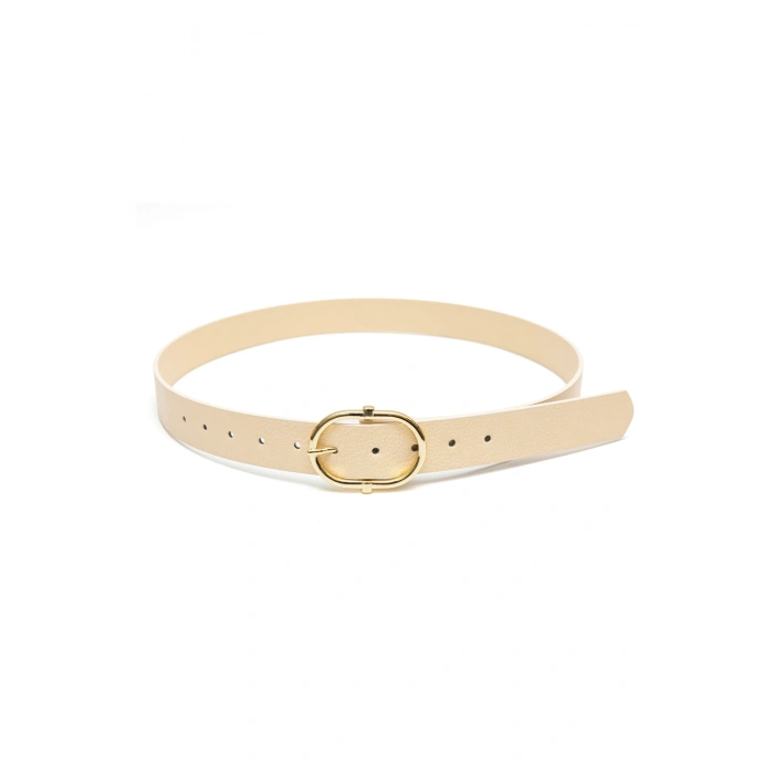 Kadın Gold Oval Tokalı Kemer Günlük Pantolon Elbise Kemeri