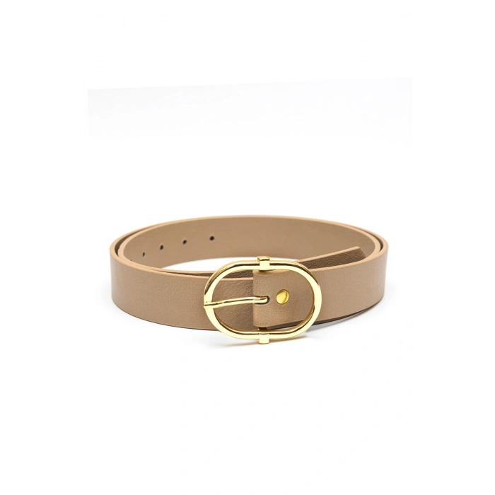 Kadın Gold Oval Tokalı Kemer Günlük Pantolon Elbise Kemeri