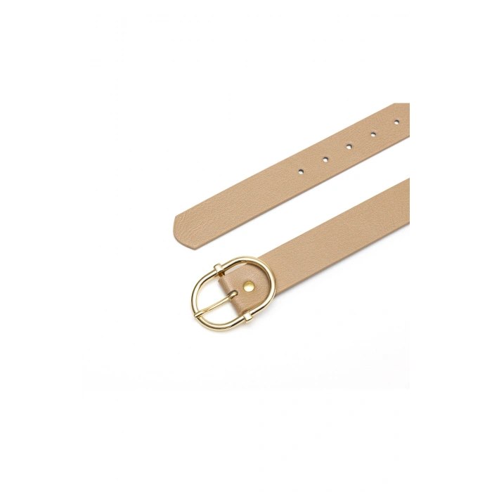 Kadın Gold Oval Tokalı Kemer Günlük Pantolon Elbise Kemeri