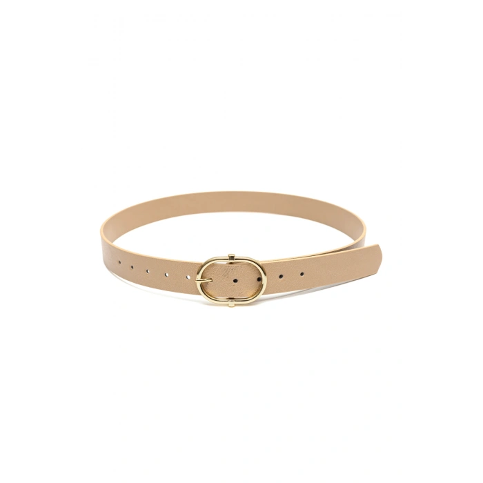 Kadın Gold Oval Tokalı Kemer Günlük Pantolon Elbise Kemeri