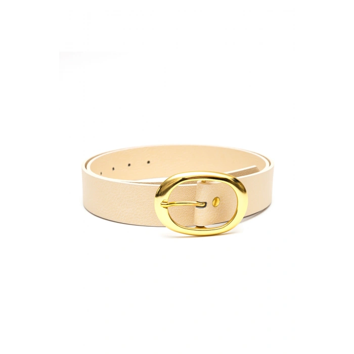 Kadın Gold Oval Tokalı Kemer Günlük Etek Pantolon Elbise Kemeri