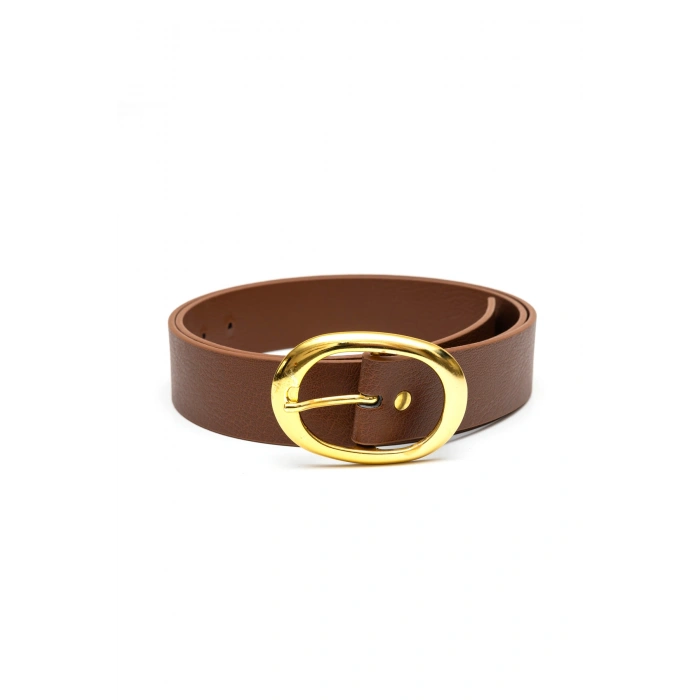 Kadın Gold Oval Tokalı Kemer Günlük Etek Pantolon Elbise Kemeri