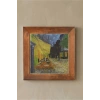 Vincent Van Gogh - Terrasse de Cafe de Nuit - Doğal Ahşap Çerçeveli Taş Tablo