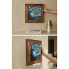 Vincent Van Gogh -Yıldızlı Gece - Doğal Ahşap Çerçeveli Taş Tablo