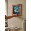 Vincent Van Gogh -Yıldızlı Gece - Doğal Ahşap Çerçeveli Taş Tablo