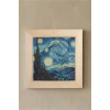 Vincent Van Gogh -Yıldızlı Gece - Doğal Ahşap Çerçeveli Taş Tablo