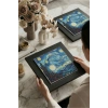 Vincent Van Gogh -Yıldızlı Gece - Doğal Ahşap Çerçeveli Taş Tablo