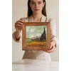 Vincent Van Gogh - Selvi Ağaçlı Buğday Tarlası - Doğal Ahşap Çerçeveli Taş Tablo