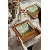 Vincent Van Gogh - Selvi Ağaçlı Buğday Tarlası - Doğal Ahşap Çerçeveli Taş Tablo