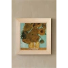 Vincent Van Gogh - On İki Ayçiçekli Vazo - Doğal Ahşap Çerçeveli Taş Tablo