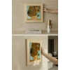 Vincent Van Gogh - On İki Ayçiçekli Vazo - Doğal Ahşap Çerçeveli Taş Tablo
