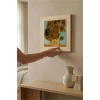 Vincent Van Gogh - On İki Ayçiçekli Vazo - Doğal Ahşap Çerçeveli Taş Tablo