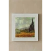 Vincent Van Gogh - Selvi Ağaçlı Buğday Tarlası - Doğal Ahşap Çerçeveli Taş Tablo