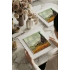 Vincent Van Gogh - Selvi Ağaçlı Buğday Tarlası - Doğal Ahşap Çerçeveli Taş Tablo