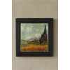 Vincent Van Gogh - Selvi Ağaçlı Buğday Tarlası - Doğal Ahşap Çerçeveli Taş Tablo