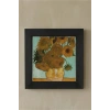 Vincent Van Gogh - On İki Ayçiçekli Vazo - Doğal Ahşap Çerçeveli Taş Tablo