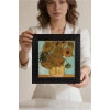Vincent Van Gogh - On İki Ayçiçekli Vazo - Doğal Ahşap Çerçeveli Taş Tablo
