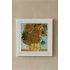 Vincent Van Gogh - On İki Ayçiçekli Vazo - Doğal Ahşap Çerçeveli Taş Tablo