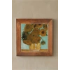 Vincent Van Gogh - On İki Ayçiçekli Vazo - Doğal Ahşap Çerçeveli Taş Tablo