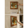 Vincent Van Gogh - On İki Ayçiçekli Vazo - Doğal Ahşap Çerçeveli Taş Tablo