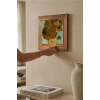 Vincent Van Gogh - On İki Ayçiçekli Vazo - Doğal Ahşap Çerçeveli Taş Tablo
